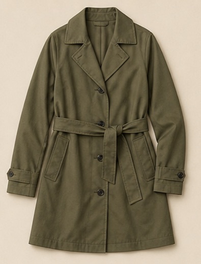 Muted olive trench coat